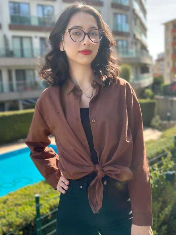 Poplin gömlek- Kahve rengi