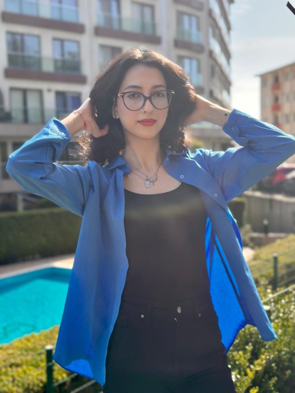 Poplin gömlek- Mavi rengi