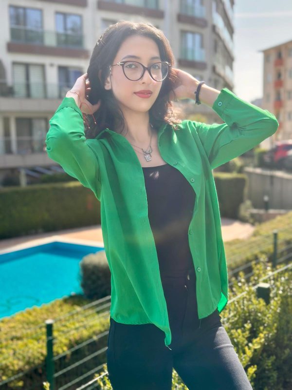Poplin gömlek-Yeşil rengi